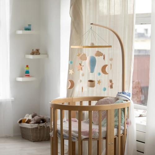 PHEZEN Baby Crib Mobile Wooden Boho Decor Blue