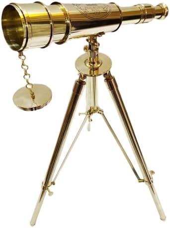 Vintage Solid Brass Spyglass Telescope with Tripod