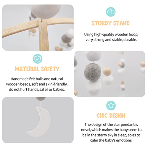 Boho Baby Mobile - Gray Moon Wooden Crib Decor