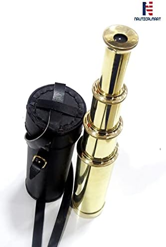 15 Inch Solid Brass Pirate Spyglass with Leather Case