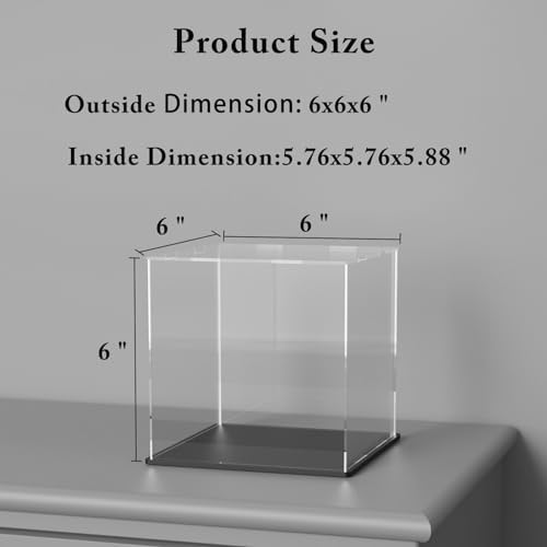 Acrylic Display Case with Lid 6x6x6 Inch Clear Cube Box