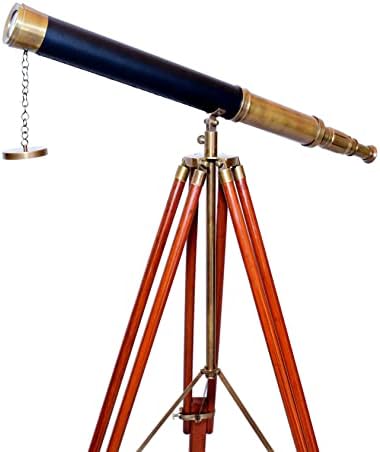 Antique Brass Telescope with Wooden Tripod Stand