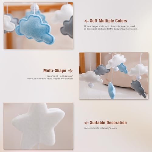 Forai Baby Crib Mobile Star and Cloud Decor