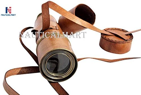 20 Inch Ship Captain Brass Telescope with Spy Glass and Leather Case 1