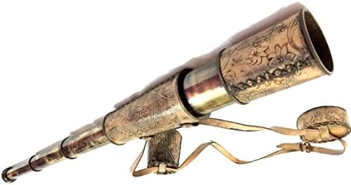 Vintage Brass Telescope with Floral Engraving