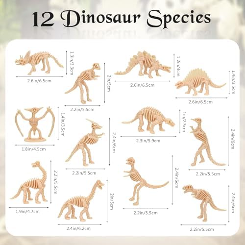 60 PCS Dinosaur Fossil Skeletons Science Play Toy