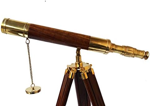 Vintage Brass Tube Telescope with Wooden Tripod