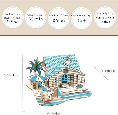 Bali Island Cottage 3D Wooden Puzzle Kit