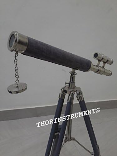 Vintage Brass Telescope with Wooden Tripod Stand