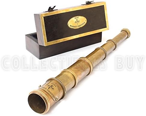 Vintage Brass Spyglass Telescope with Wooden Box