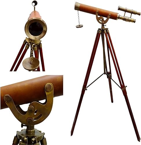 Antique Brass Telescope Floor Standing Home Decor