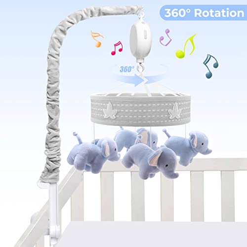 YUNGCHI Baby Mobile for Crib Musical Carousel Elephant Theme