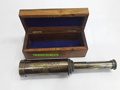 Vintage Brass Pirate Telescope with Wooden Box