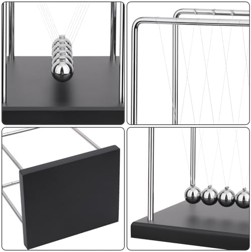 5pcs Newtons Cradle Desk Toy with Black Wooden Base
