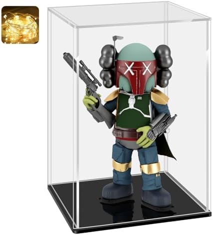 LANSCOERY Acrylic Display Case 8x8x14inch Black Base