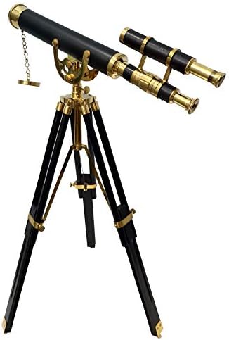 Nautical Desktop Telescope with Brass and Leather Finish