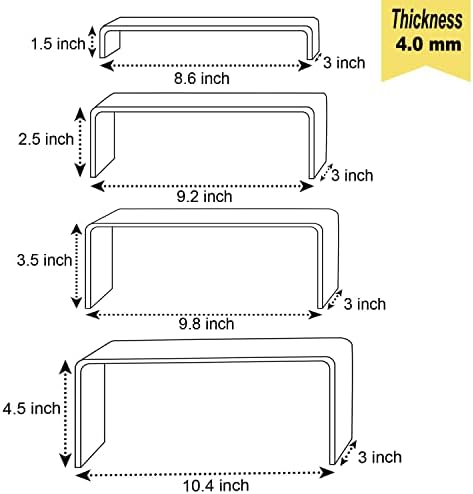A DESIGN Acrylic Display Risers 4 Pack Set Black