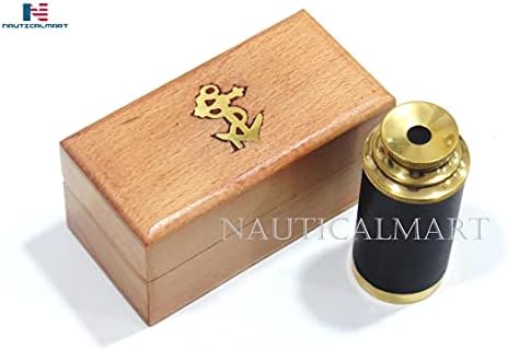 NauticalMart Pirate Brass Telescope 6 Inch with Wooden Box