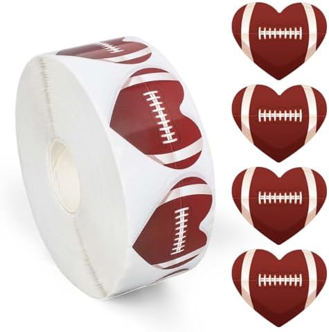 1000Pcs Football Heart Shape Stickers Roll