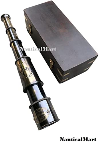 1920 Dollond London Brass Pirate Telescope with Wooden Case