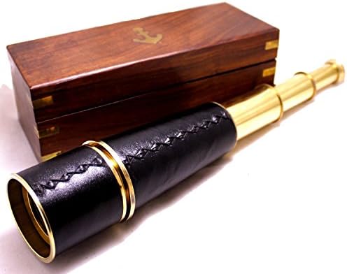 NauticalMart Admirals Brass Leather Telescope 18 Gift