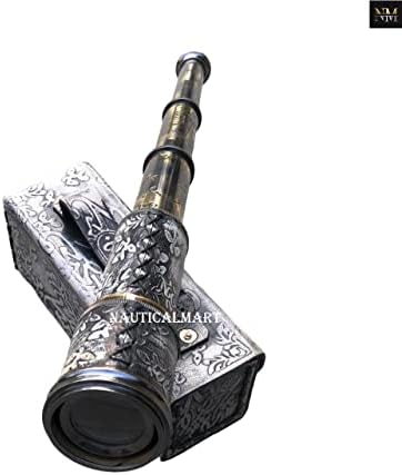 Personalized Nautical Brass Spyglass with Leather Case