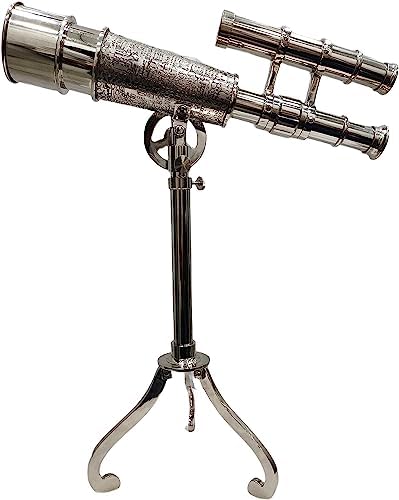 Unique Home Decor Nautical Spyglass Telescope with Brass Tripod Stand