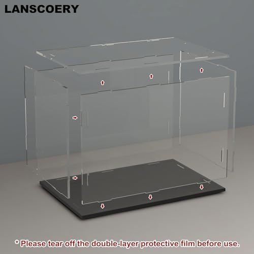 LANSCOERY Clear Acrylic Display Case with Black Base 1