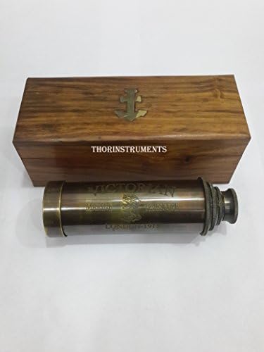 Vintage Brass Pirate Telescope with Wooden Box