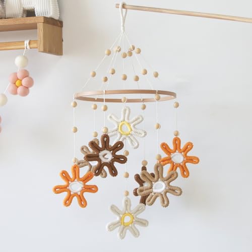 GOUKURLSMA Woven Daisy Crib Mobile for Girls and Boys