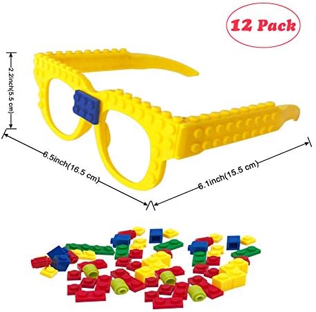 Hxezoc 12 Pcs Building Block Glasses Set