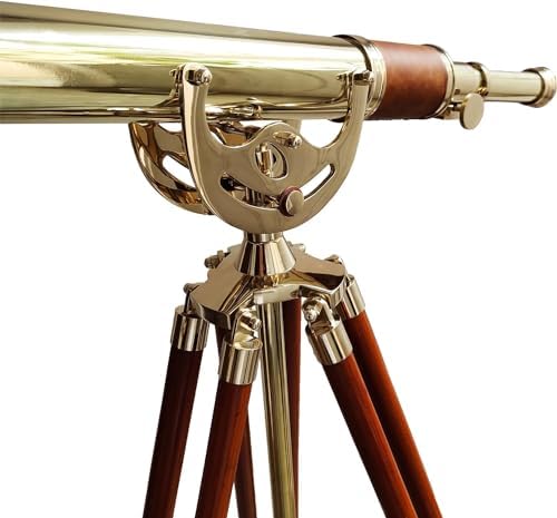 Vintage Telescope with Brass Finish Wooden Tripod