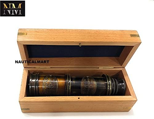 NauticalMart Handcrafted Pullout Telescope with Hardwood Box