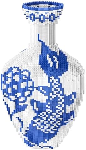 AIYIMUSIDEEN Vase Building Blocks Set Blue and White Fish Pattern 11000PCS
