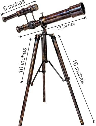 Brass Telescope on Tripod for Desk Decor and Gifts