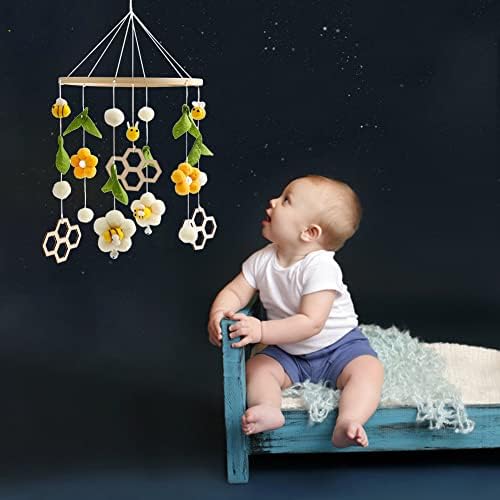 Baby Crib Mobile Wind Chime Wooden Bed Bell Decor Pink