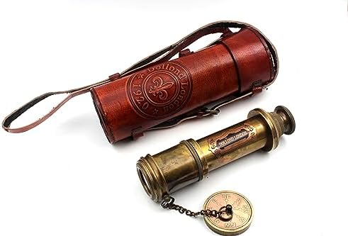 16 Inch Brass Telescope with Leather Case and Lid