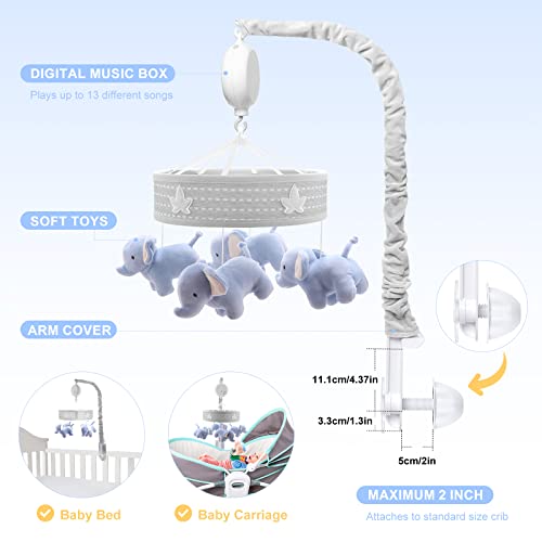 YUNGCHI Baby Mobile for Crib Musical Carousel Elephant Theme