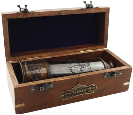 Antique Brass Telescope Spyglass with Leather Case