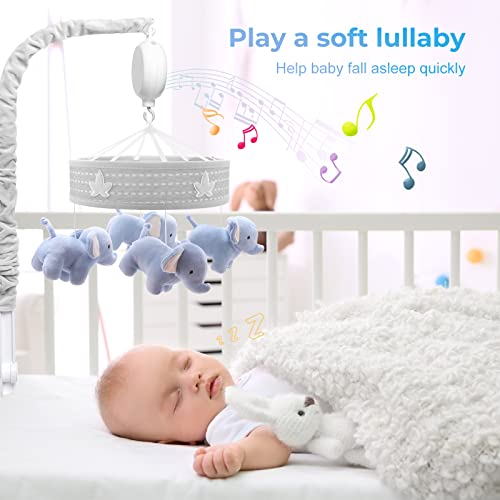 YUNGCHI Baby Mobile for Crib Musical Carousel Elephant Theme