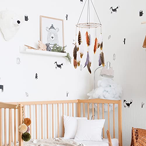 Boho Feather Baby Mobile for Crib