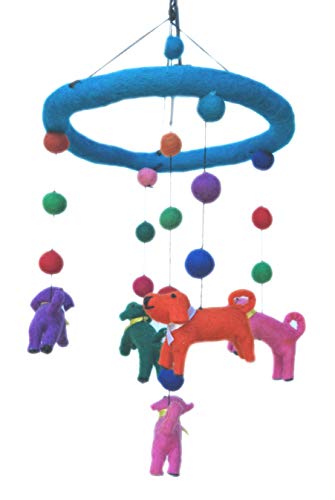 Baby Mobile with Handmade Wool Design Purple