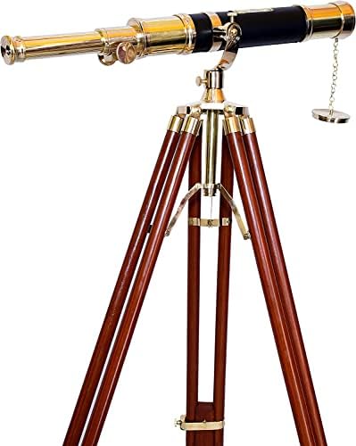 Nautical Brass Telescope with Wooden Tripod