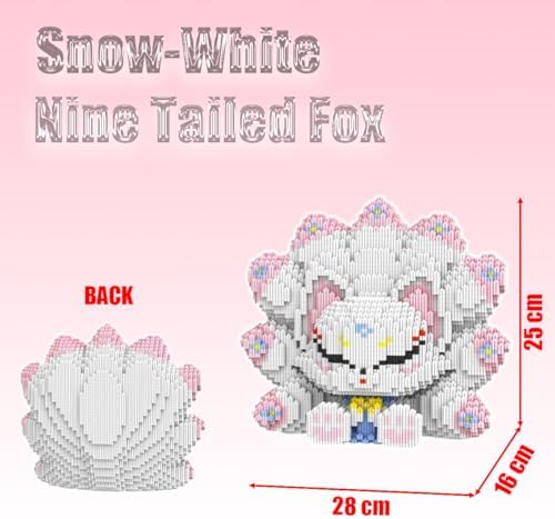 HONLANCH Animal Snow-White Nine Tailed Fox Micro Building Blocks Set