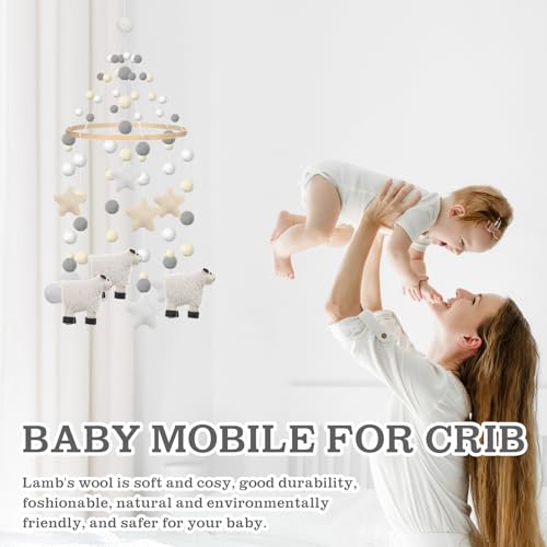 Cinnvoice Sheep Lamb Crib Mobile for Nursery Decor