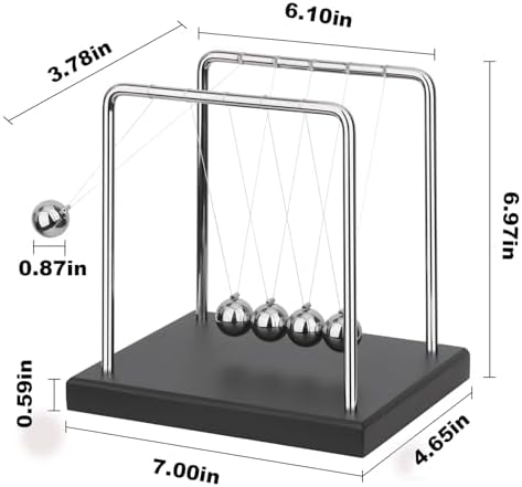5pcs Newtons Cradle Desk Toy with Black Wooden Base