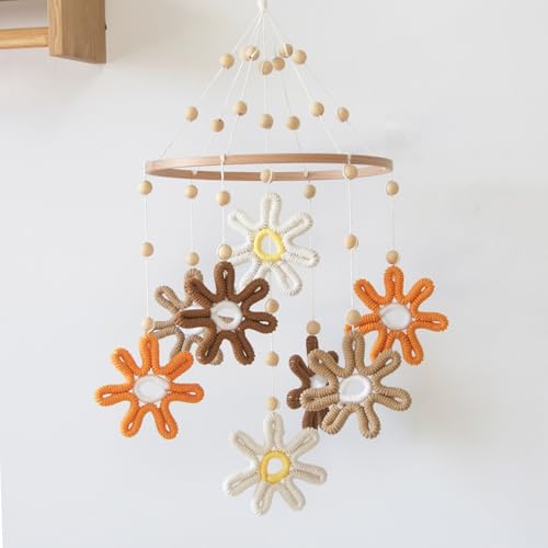 GOUKURLSMA Woven Daisy Crib Mobile for Girls and Boys