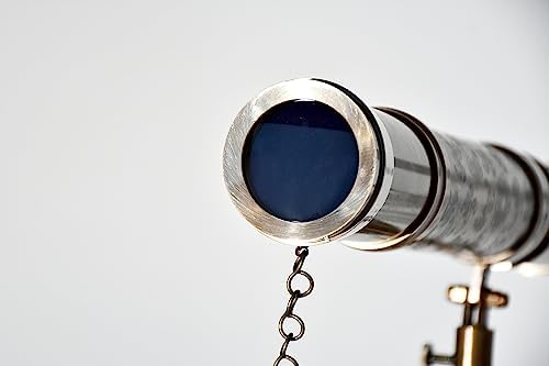 Antique Brass Flower Telescope with Wooden Tripod