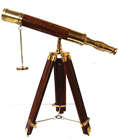 Vintage Brass Tube Telescope with Wooden Tripod