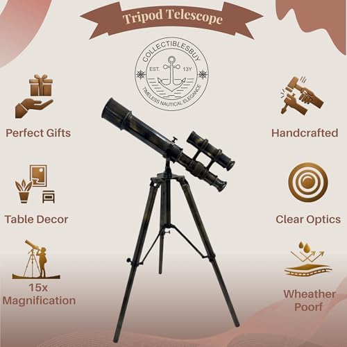Antique Brass Telescope with Adjustable Tripod